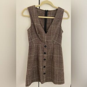 SHEIN Brown Plaid Midi Dress